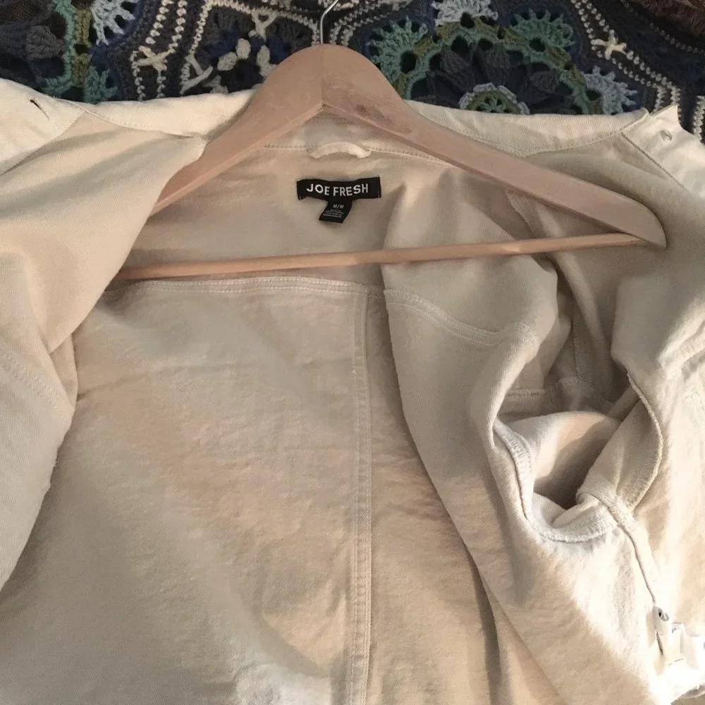 Joe Fresh Off-White Cotton Denim Cropped Jacket M | Oversized - Picture 4 of 10